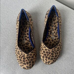 Rothy's Leopard Print Flats with Blue Trim